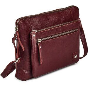Women Burgundy Imported Leather Polyester Crossbody Sling Shoulder Crossover Bag